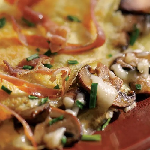Ham and Cheese Omelet With Mushrooms